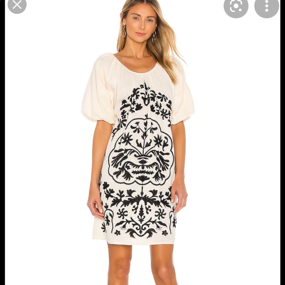 Fiona Embroidered Mini Dress in Ivory Combo. NWT